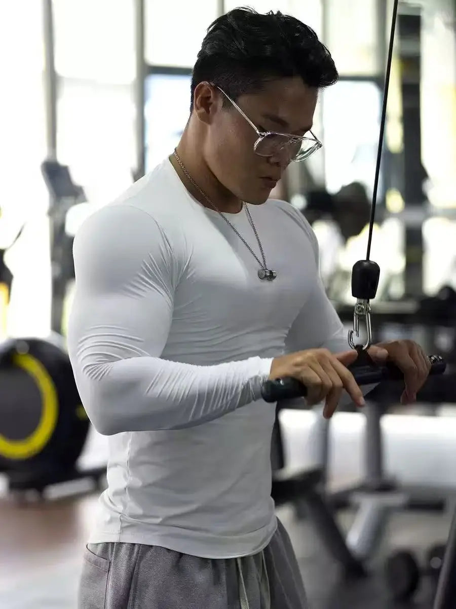 Compression Shirts Men's Rashguard Quick Dry Gym Fitness Shirts Spring Beach Surfing Athletic Sport Running Workout Tops Tees