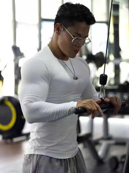 Compression Shirts Men's Rashguard Quick Dry Gym Fitness Shirts Spring Beach Surfing Athletic Sport Running Workout Tops Tees