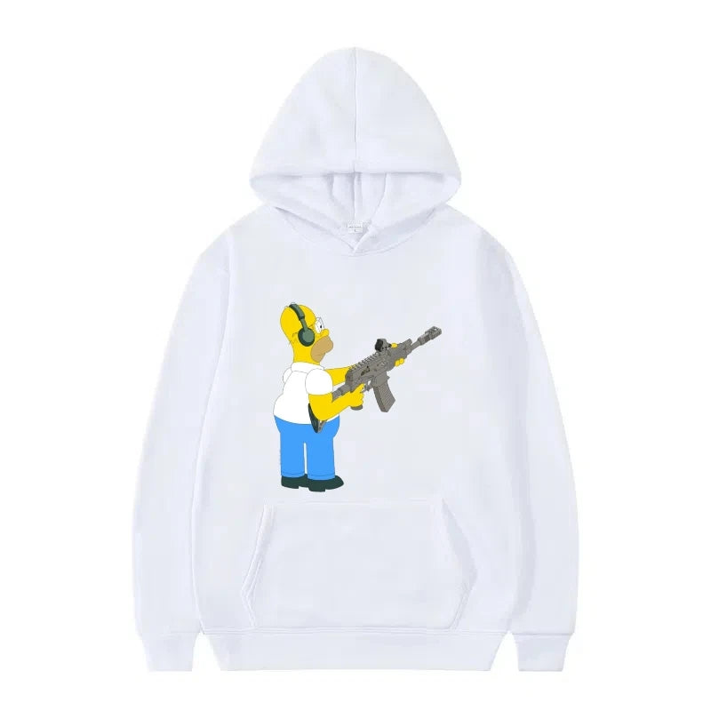 Disney The Simpsons Funny Pattern Casual Hooded Tops Men Woman Loose Comfortable Winter Black Sports Pullovers Fashion Clothing