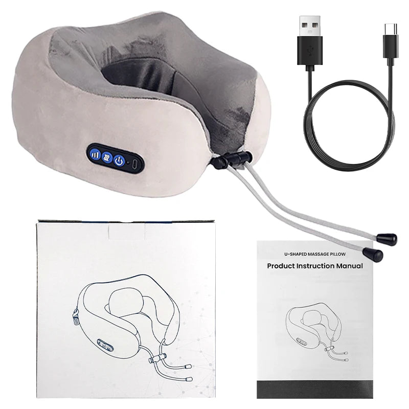 Electric Neck Shiatsu Massager U Shaped Pillow infrared Heat Vibration 3D Kneading Massage Shoulder Cervical Pain Relief Fatigue
