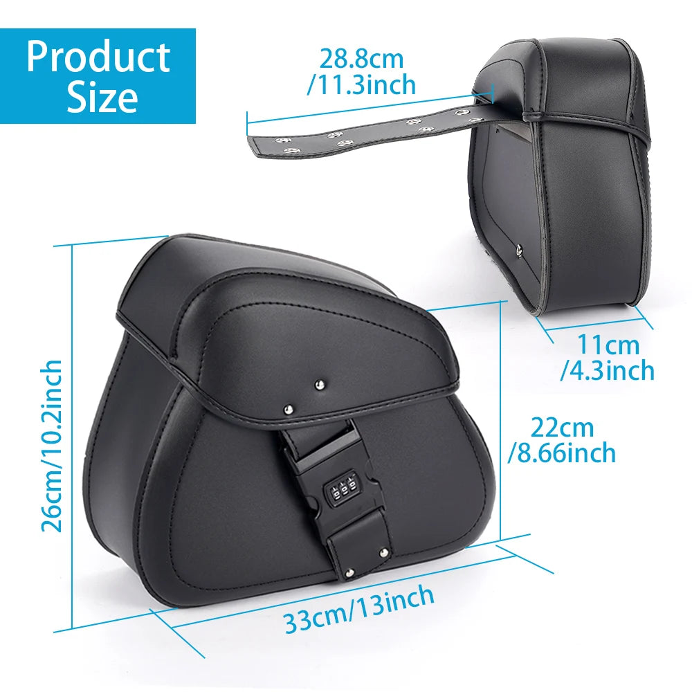 A Pair of 2 Black Motorcycle Hanging Bags, Suitable for Motorcycle Bags, Side Boxes, Side Bags, Tool Bags, Saddle Bags