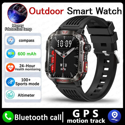 Outdoor Sports Smart Watch Men 2.01" GPS Tracker Compass LED Flashlight 600mAh Battery Waterproof Bluetooth Call Smartwatch Man