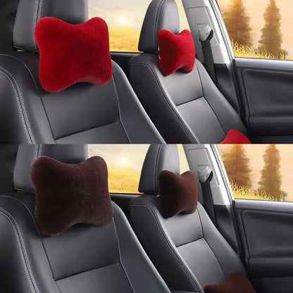 Winter Car Seat Neck Rest Pillow Plush Car Headrest Plush Cushion Warmth and Comfort Universal Lumbar Pillow Support Accessories