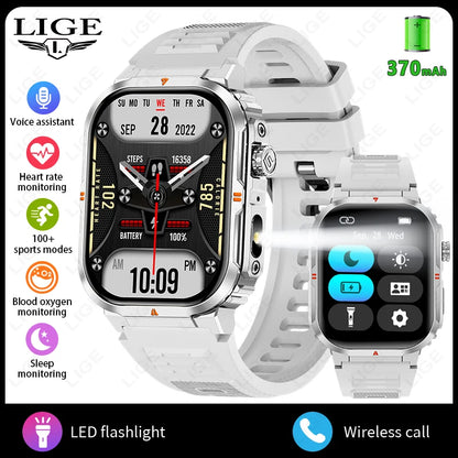New Smart Watch For Men Women 2.01inch Large Screen Bluetooth Call LED Flashlight Sports Fitness Bracelet Waterproof Smartwatch