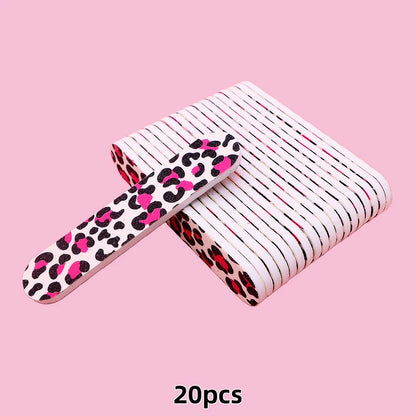 20pcs 9cm Cartoon Printed Emery Board Nail Files Beauty Assorted Cute Patterns Double Sided Manicure Pedicure Tools Nail Care