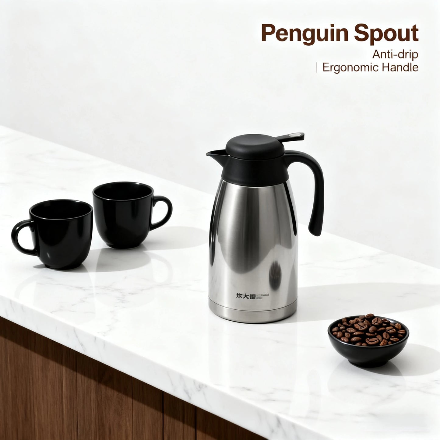 Cooker King 304 stainless steel thermos for home with large capacity office hot water pot kettle for coffee