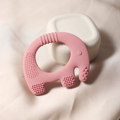 2024 new elephant shape silicone teether Food Grade cut chubby elephant baby Teething toy