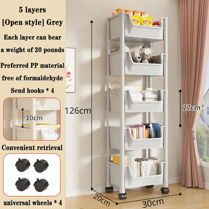 Children's Bookcases Rack Cart Home Toy Storage Reading Shelves Furniture With Wheels Removable Small Bookshelves With Wheels