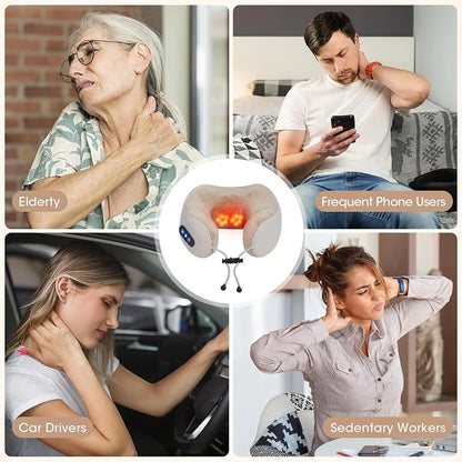 Electric Neck Shiatsu Massager U Shaped Pillow infrared Heat Vibration 3D Kneading Massage Shoulder Cervical Pain Relief Fatigue