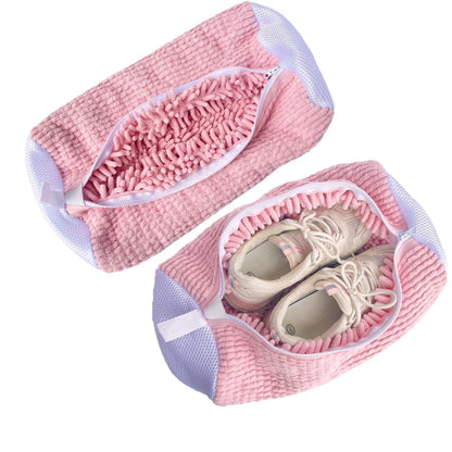 4/1PCS Chenille Shoe Laundry Bag Non-Abrasive Washing Machine Shoe Protector Bag for Sneakers Travel Storage Thickened Mesh Zipp