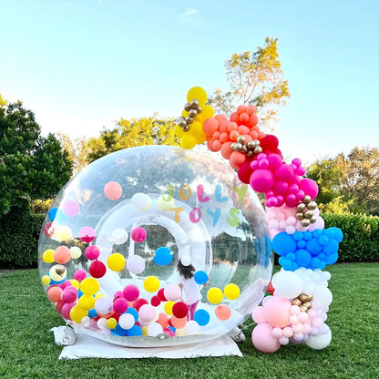 JOLLY TOYS Balloon Inflatable Bubble House with Trampoline and Transparent Dome PVC Material with Blower for Children Birthday