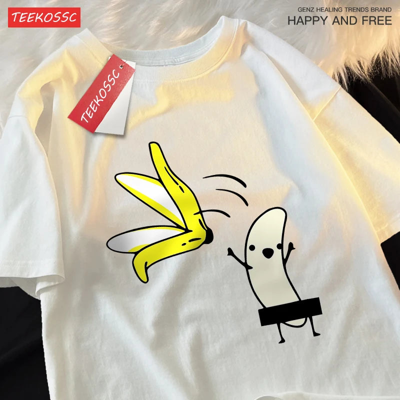 Remove Banana Peels Men Women T-Shirts Oversized Tshirt Cotton Summer Short Sleeve Street Loose Oversize Tee Clothes Couple
