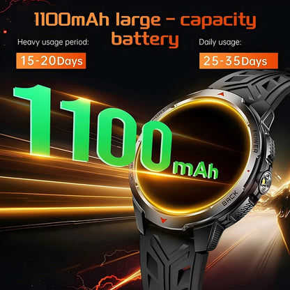 2026 New Smart Watch Men with Flashlight Sports 3ATM Waterproof 1100 mAh Large battery BT Call  Man for Android iOS Smartwatch