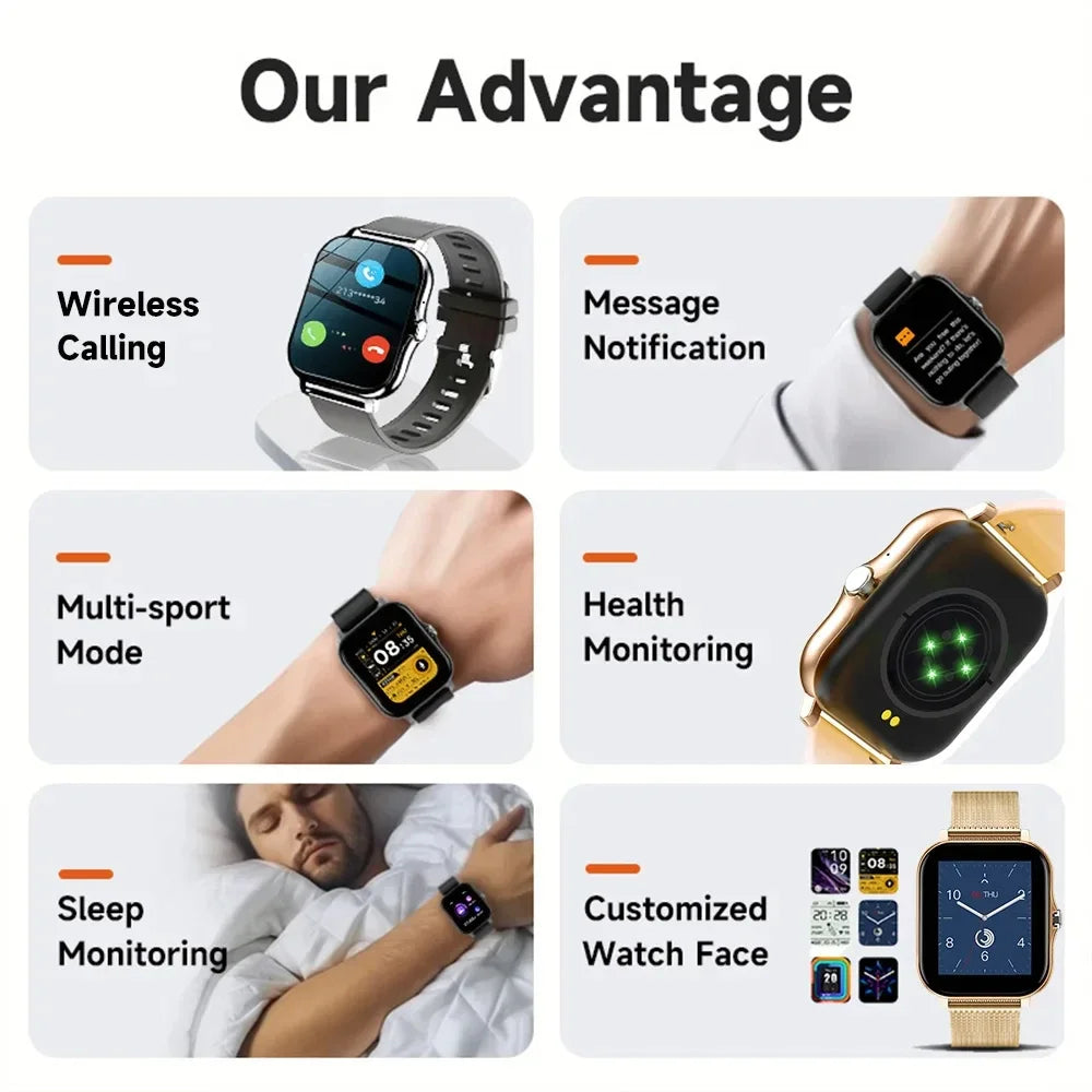 New Smart Watch 1.83inch Full Touch Screen Sport Fitness Watches BT Call Digital Smartwatch Wristwatch For Men Women Gift 2025