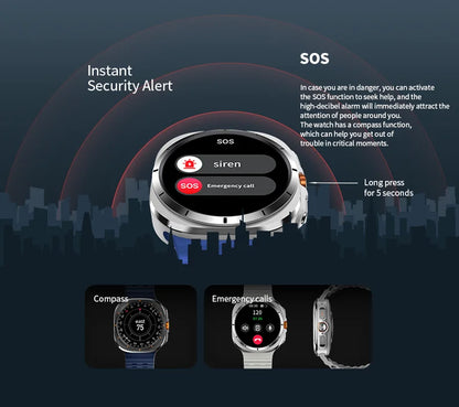 Smart Watch 8 Ultra New Color Matching GPS Compass Smartwatch Bluetooth call NFC IP68 Waterproof Health monitoring Reduction100%