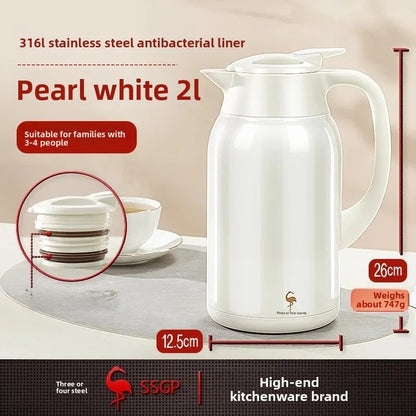 German Three Four Steel 316 Stainless Steel Insulated Tea Pot Home Use Steaming Tea Pot Insulated Water Pot Hot Water Bottle