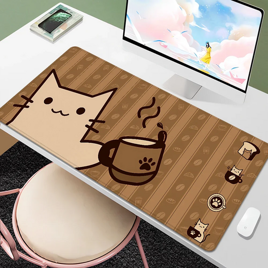 Mouse Pad Coffee Cat Gamer Office Accessories Gaming Mats Desk Mat Large Gamer XXL Mousepad Anime Computer Table Deskmat Pc Pads