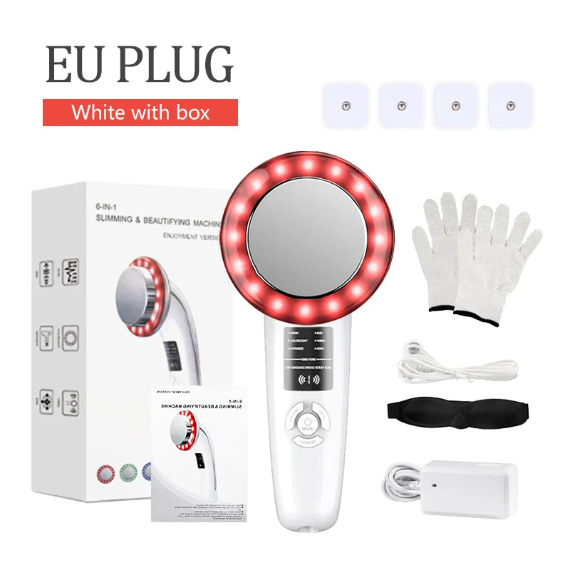 6 In 1 Ultrasound Cavitation Body Slimming Massager Rejuvenates Skin Gives Toned Skin and Lift Beauty Device for Face&Arms&Legs