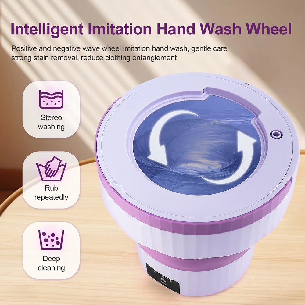 7L Portable Folding Washing Machine Small Washing Machine Automatic Modes Laundry Clothes Laundry Bucket Washing Machine