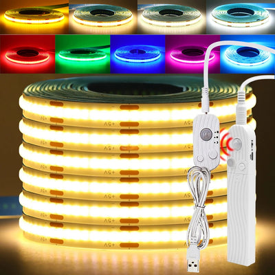 5V Motion Sensor LED COB Light Strip Human Induction USB/Battery Powered Flexible Lamp Under Cabinet Stairs Wardrobe Nightlights
