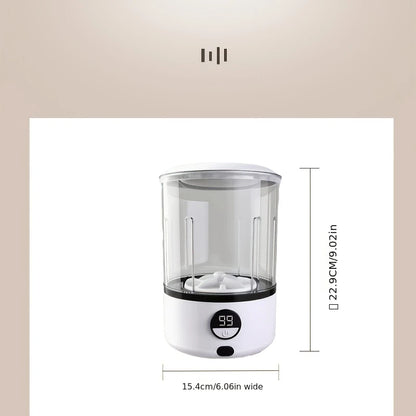 A White 2L Mini Washing Machine, 2000Mah, Fully Automatic Portable Turbine Led Washing Cup, and Compact for Children's Clothing, Underwear, Panties, and Socks
