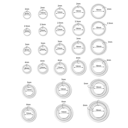 ZS 1PC Large Size Hoop Earring 316L Stainless Steel Ear Gauges Plugs Punk Septum Nose Rings 2/4/6/8/10/12G BCR Body Piercings