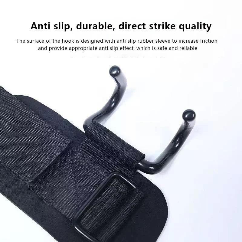 2PCS Weight Lifting Hook Grips With Wrist Wraps Hand-Bar Wrist Strap Gym Fitness Hook Weight Strap Pull-Ups Power Lifting Gloves