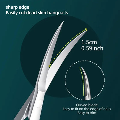 1pc Professional Nail Dead Skin Remover Stainless Steel Eyebrow Scissors Durable Curved Cross-Tail Design Nail Care Beauty Tools
