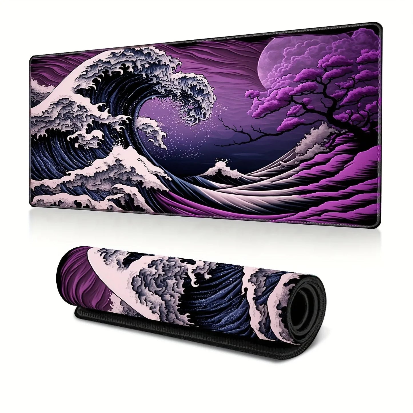Japanese Cherry Blossom Wave Mouse Pad Purple Gaming XL Home New HD Mousepad XXL Non-Slip Office Keyboard Carpet Laptop Mice Mat