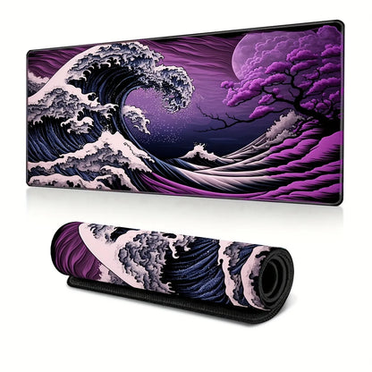 Japanese Cherry Blossom Wave Mouse Pad Purple Gaming XL Home New HD Mousepad XXL Non-Slip Office Keyboard Carpet Laptop Mice Mat