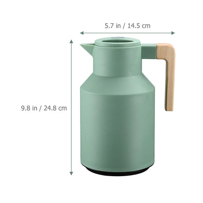 Household Insulated Pot Thermal Carafe with Glass Liner Wooden Handle Portable Hot Water Kettle Long Heat Preservation Washable