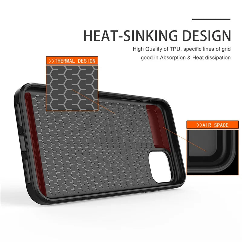 Slide Wallet Credit Card Slot PC Phone Case For iPhone 13 12 Mini 11 14 15 Pro Max XS XR 7 8 Plus SE TPU Armor Shockproof Cover