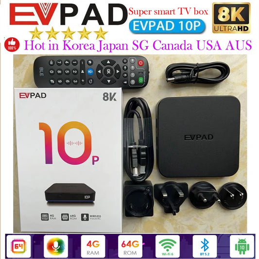 [Genuine] EVPAD 10P 2024 Super JP Korea USA TV box Hot sell Asia SG MY CA UK AUS Newest media player update from EVPAD 6P tv box
