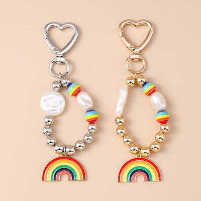 Aihua New In Y2K Colorful Rainbow Keychain For Women Men LGBT Rainbow Key Ring Chains Bag Pendant Trendy Party Jewelry Gifts