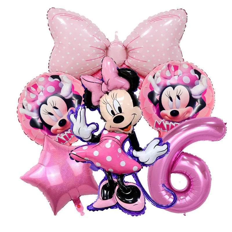 Minnie Mouse Birthday Party Decorations Tableware Set Birthday Decorations Full Set Pink Balloons Banner Candy Box Kids Favors
