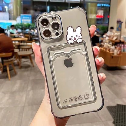 Card Slot Holder Phone Case For iPhone 13 15 17 16 11 12 14 Pro Max 16E 17 Air XR XS 7 8 Plus SE Soft Photo Pocket Wallet Cover