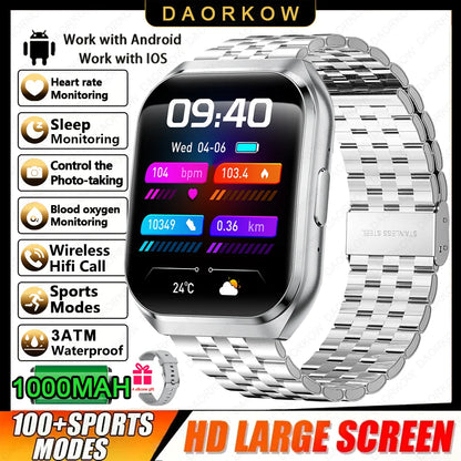 New Smart Watch Man 1000mAh Long Standby Outdoor Smartwatch Men IP68 Waterproof Heart Rate Sport BT Call Big Battery Smart watch
