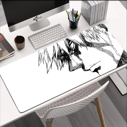 White Mouse Pad Anime Large Mousepad Bleach Manga Panel Laptop Office Shounen Rubber Soft Table Mat Pc Gaming Non-Slip Carpet