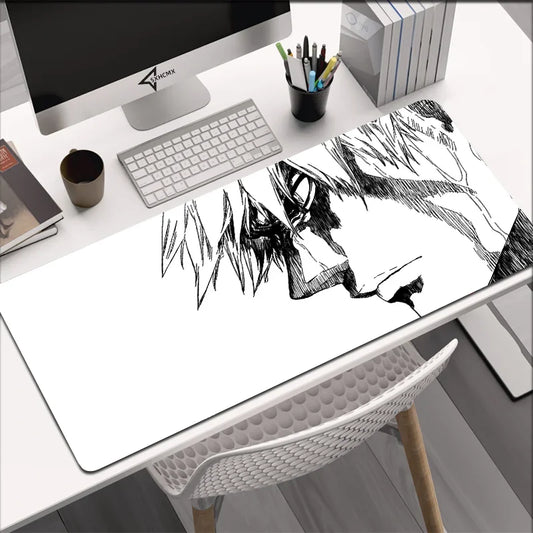 White Mouse Pad Anime Large Mousepad Bleach Manga Panel Laptop Office Shounen Rubber Soft Table Mat Pc Gaming Non-Slip Carpet