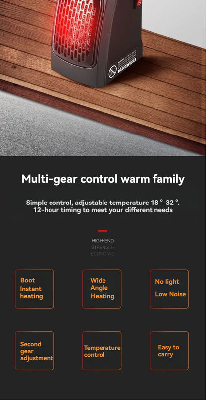 Portable Electric Heater, Wall Plug-In Room Heater, Mini Radiator Fan Warmer, Ideal Heating Appliance for Home