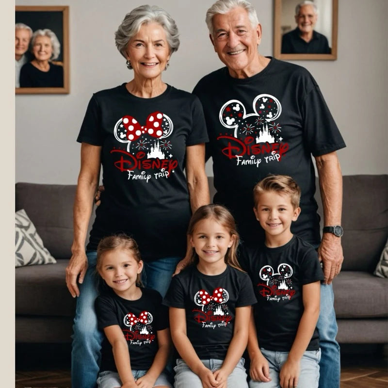 Parent-child Wear Mickey Mouse Boy Girl Kids Summer T-shirt Family Wear Casual Loose Comfortable Short Sleeve Men and Women Top