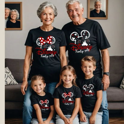 Parent-child Wear Mickey Mouse Boy Girl Kids Summer T-shirt Family Wear Casual Loose Comfortable Short Sleeve Men and Women Top