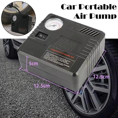 Car Emergency Auto Air Pump Mini DC 12V Tire Inflator Tool Pressure Gauge Portable Air Compressor For Car Motorcycles Bicycle