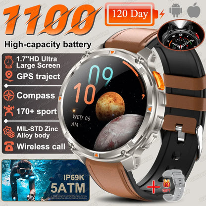 2026 New T-REX 3 PRO 1100mAh Large Battery Smart Watch 10ATM Waterproof GPS 1.7" HD AMOLED Call Sports Flashlight Smartwatch Men