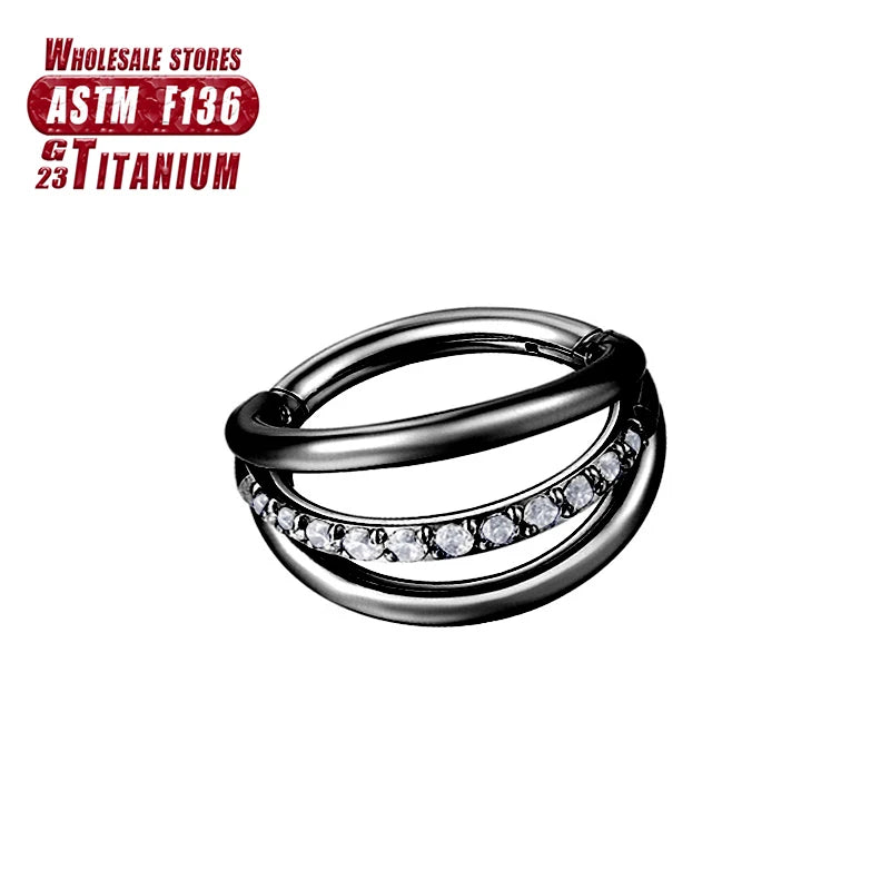 F136 Titanium Piercing Hinged Segment Hoops CZ Stone Nose Rings Ear Cartilage Tragus Helix Earrings Piercing Body Jewelry