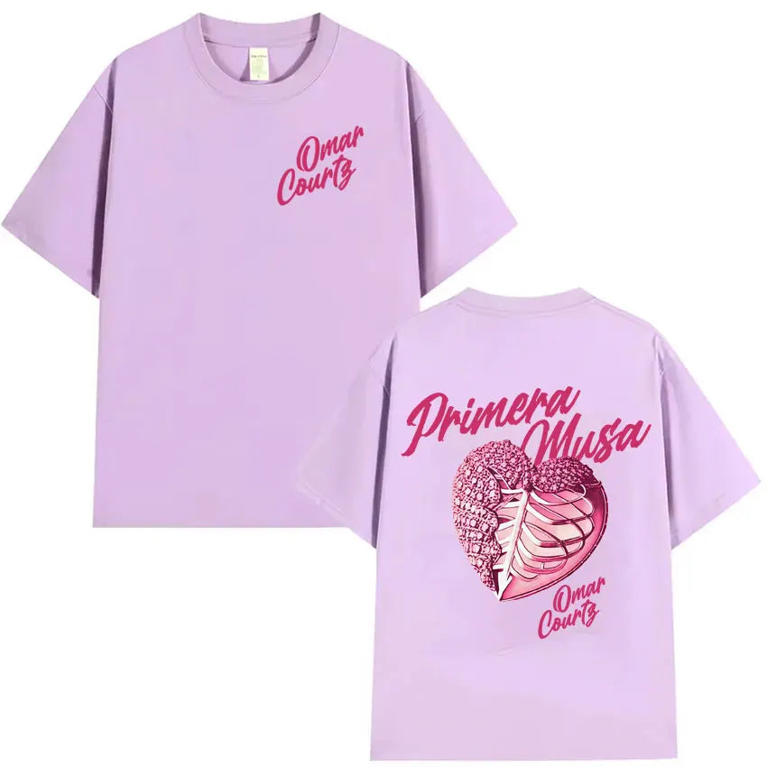 Rapper Omar Courtz Primera Musa 2025 Heart Graphic T-shirt Mens Clothing Hip Hop T Shirt Summer Top Oversized Tshirts Streetwear