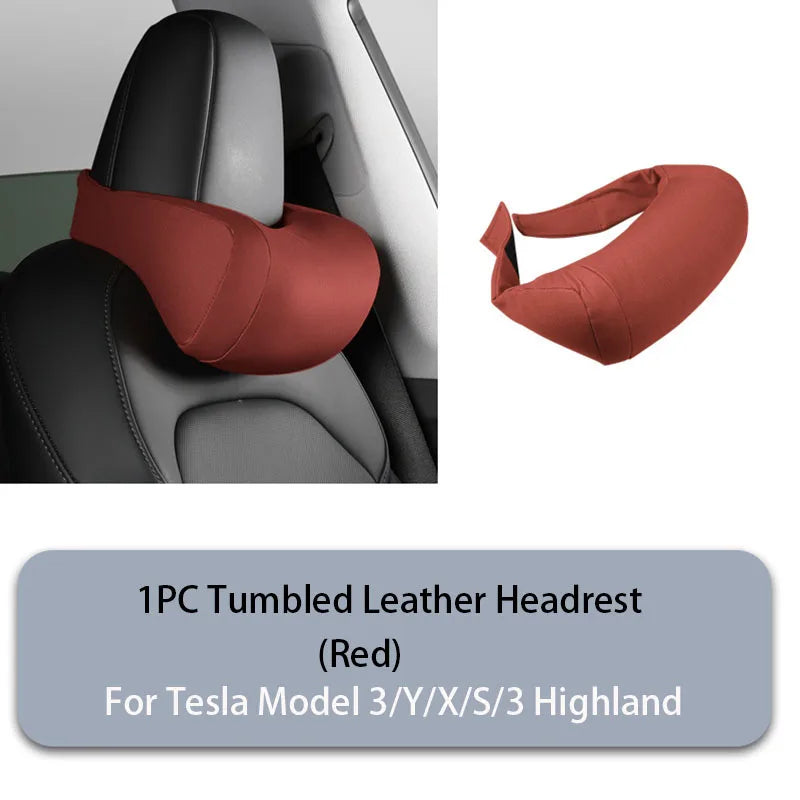 GDBCHZDM Seat Headrest Travel Rest Neck Pillow For Tesla Model 3/Y/X/S suede  Neck Pillow Memory Foam Pillows Car Accessories