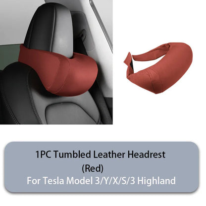 GDBCHZDM Seat Headrest Travel Rest Neck Pillow For Tesla Model 3/Y/X/S suede  Neck Pillow Memory Foam Pillows Car Accessories