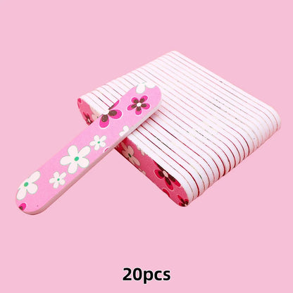 20pcs 9cm Cartoon Printed Emery Board Nail Files Beauty Assorted Cute Patterns Double Sided Manicure Pedicure Tools Nail Care