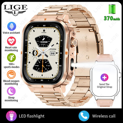 New Smart Watch For Men Women 2.01inch Large Screen Bluetooth Call LED Flashlight Sports Fitness Bracelet Waterproof Smartwatch